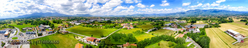 Aerial panoramic view of Lucca Countryside. City and mountains, Tuscany - Italy © jovannig
