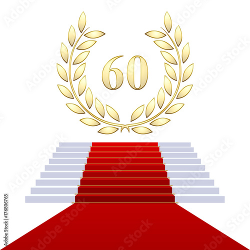 Cuadro en lienzo Escaliers. Tapis rouge. Anniversaire, Lauriers 60 ans