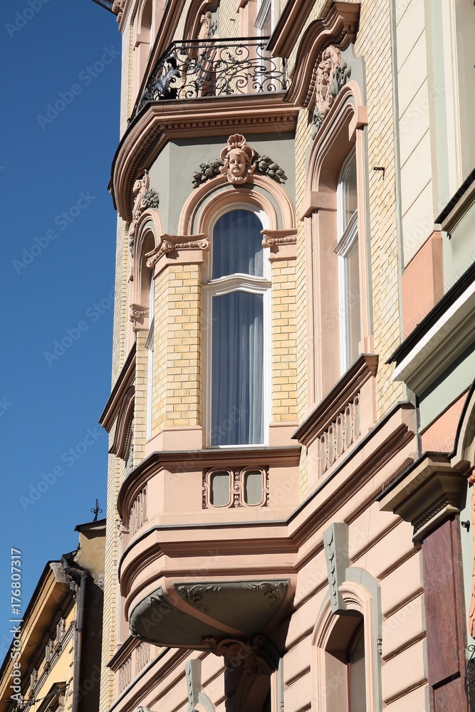 facade of old building in Krakow's center
