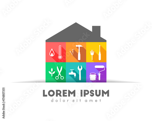 House with tools in colorful flat design