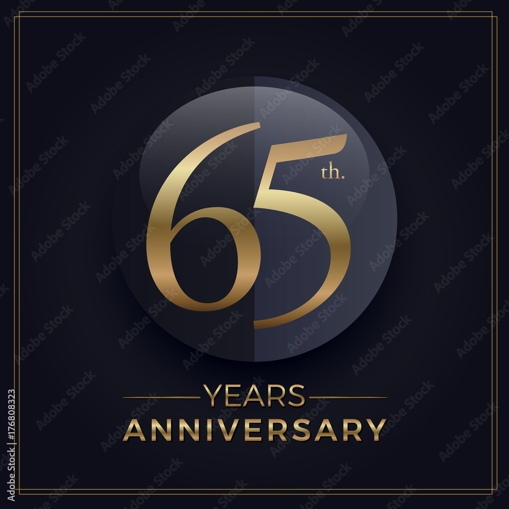 65 years gold and black anniversary celebration simple logo template on dark background 65 years gold and black anniversary celebration simple logo template on dark background