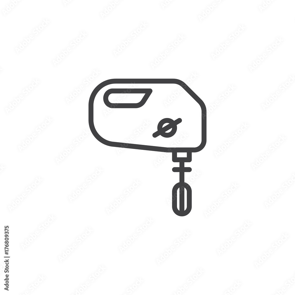 Hand mixer line icon, outline vector sign, linear style pictogram isolated on white. Symbol, logo illustration. Editable stroke