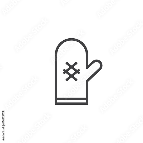 Oven mitt line icon, outline vector sign, linear style pictogram isolated on white. Pot holder symbol, logo illustration. Editable stroke