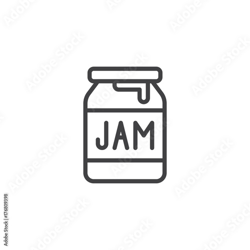 Jam jar line icon, outline vector sign, linear style pictogram isolated on white. Symbol, logo illustration. Editable stroke