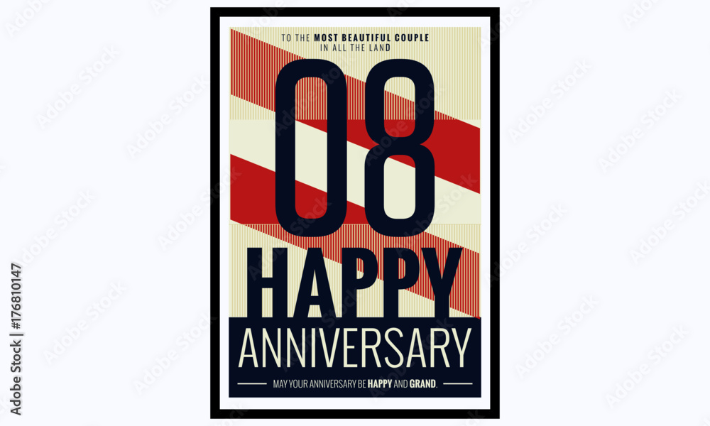 08 Years Happy Anniversary (Vector Illustration Poster Design)