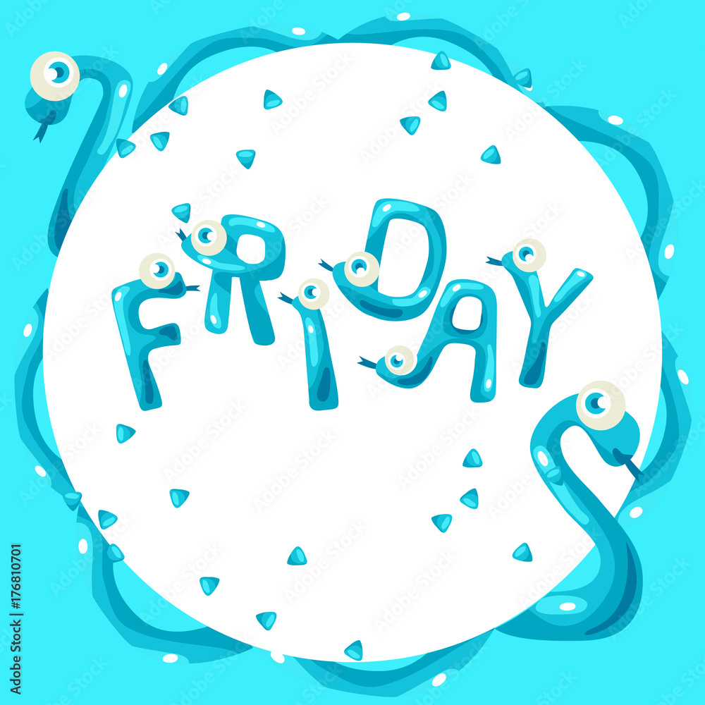 Funny Snake Shaped Alphabet for Friday : Vector Illustration Funny Snake Shaped Alphabet for Friday : Vector Illustration