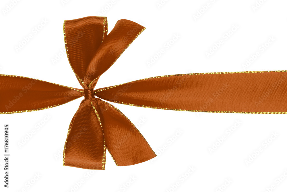 ruban et noeud tissu marron pour emballage cadeau, fond blanc Stock Photo |  Adobe Stock