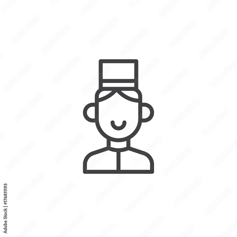 Bell boy line icon, outline vector sign, linear style pictogram isolated on white. Symbol, logo illustration. Editable stroke