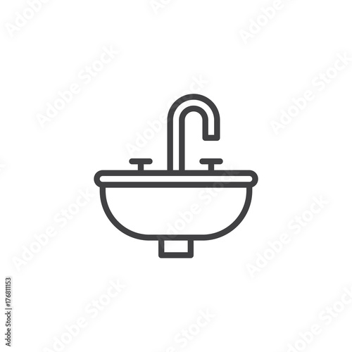 Bathroom sink unit line icon, outline vector sign, linear style pictogram isolated on white. Symbol, logo illustration. Editable stroke