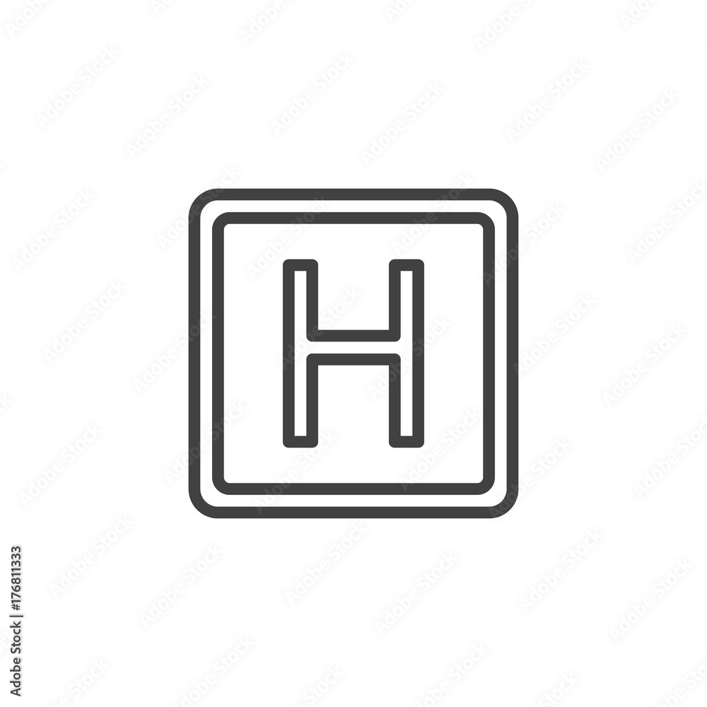 Letter H line icon, outline vector sign, linear style pictogram isolated on white. Symbol, logo illustration. Editable stroke Letter H line icon, outline vector sign, linear style pictogram isolated on white. Symbol, logo illustration. Editable stroke