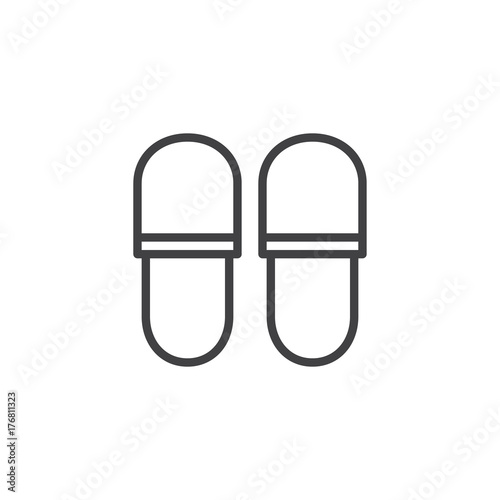 Hotel slippers line icon, outline vector sign, linear style pictogram isolated on white. Symbol, logo illustration. Editable stroke