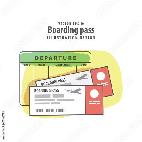 Boarding pass and departure timetable illustration vector background. Travel concept.