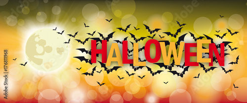 Halloween Headliner mit Vollmond und Fledermäusen