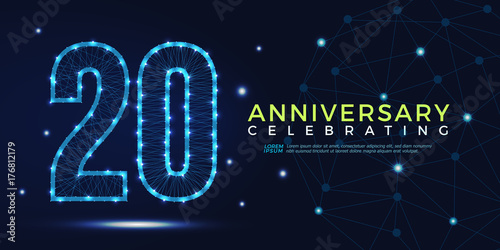 20 years anniversary celebrating numbers vector abstract polygonal silhouette. 20th anniversary concept. vector illustration
