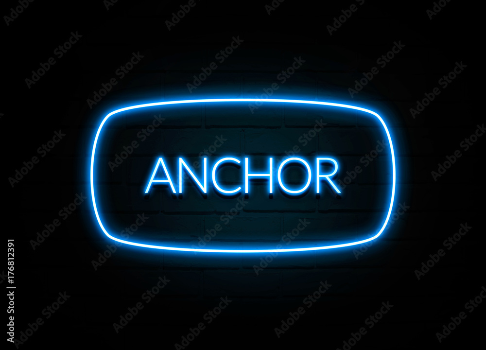 Anchor  - colorful Neon Sign on brickwall