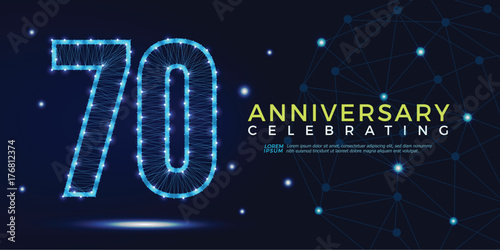 70 years anniversary celebrating numbers vector abstract polygonal silhouette. 70th anniversary concept. vector illustration