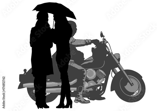 Old big bike on white background