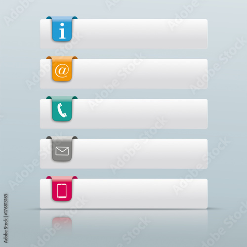 5 Tabs mit bunten Kontakticons