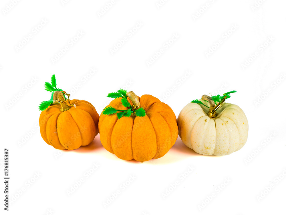 Three pumpkins isolated on white background Three pumpkins isolated on white background