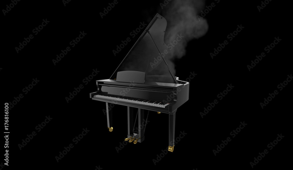 Fototapeta Burning Piano with Smoke