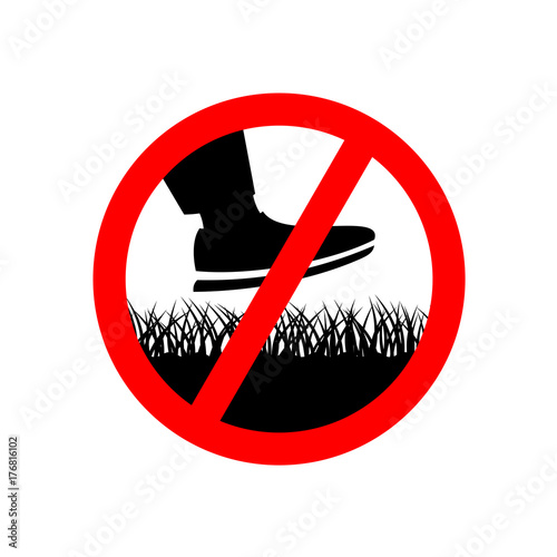 No step on the lawn grass prohibition sign.