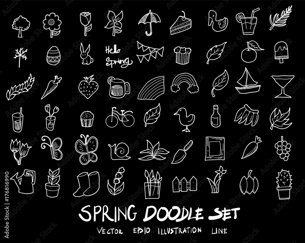 Doodle sketch spring icons Illustration vector Doodle sketch spring icons Illustration vector