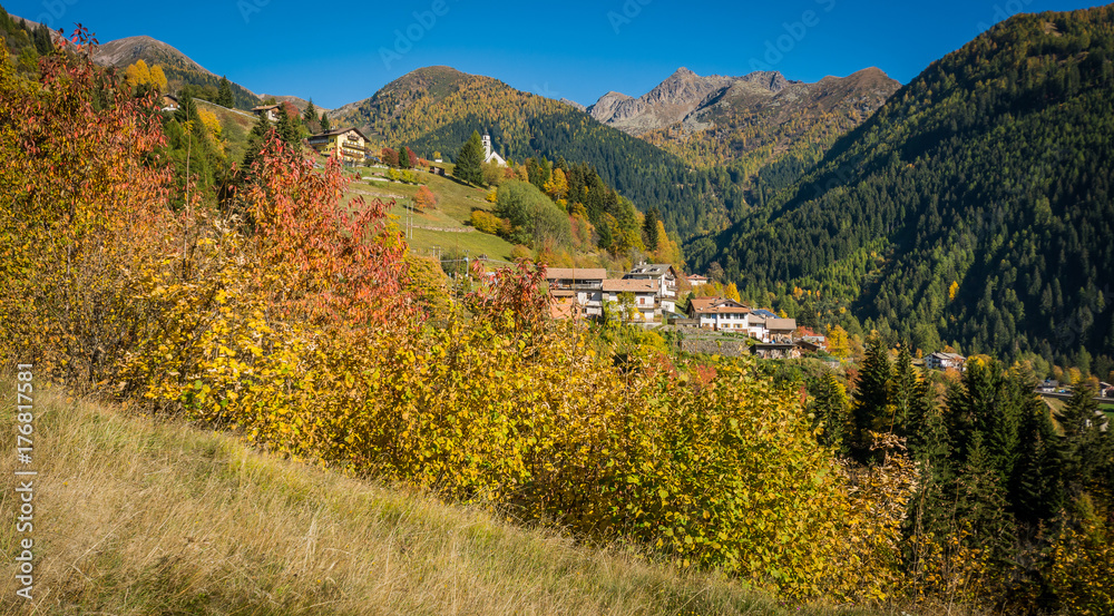 autumn view on the valley of the mocheni, trentino Alto Adige
