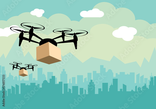 Delivery drone with the package