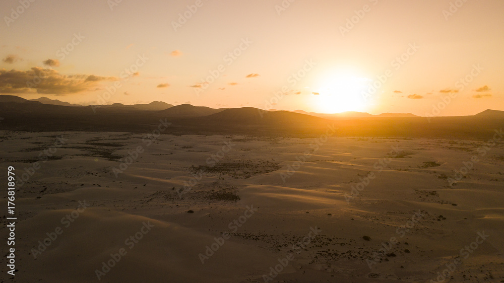 aerial view of sunset in the desert aerial view of sunset in the desert