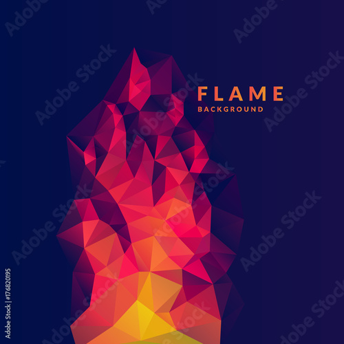 Flame polygonal object in the dark background.