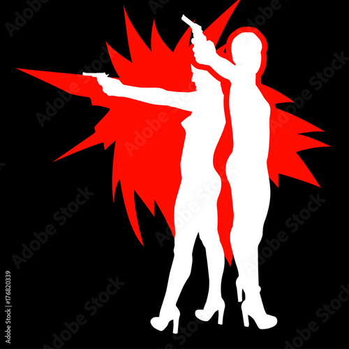 Shooting girl silhouette