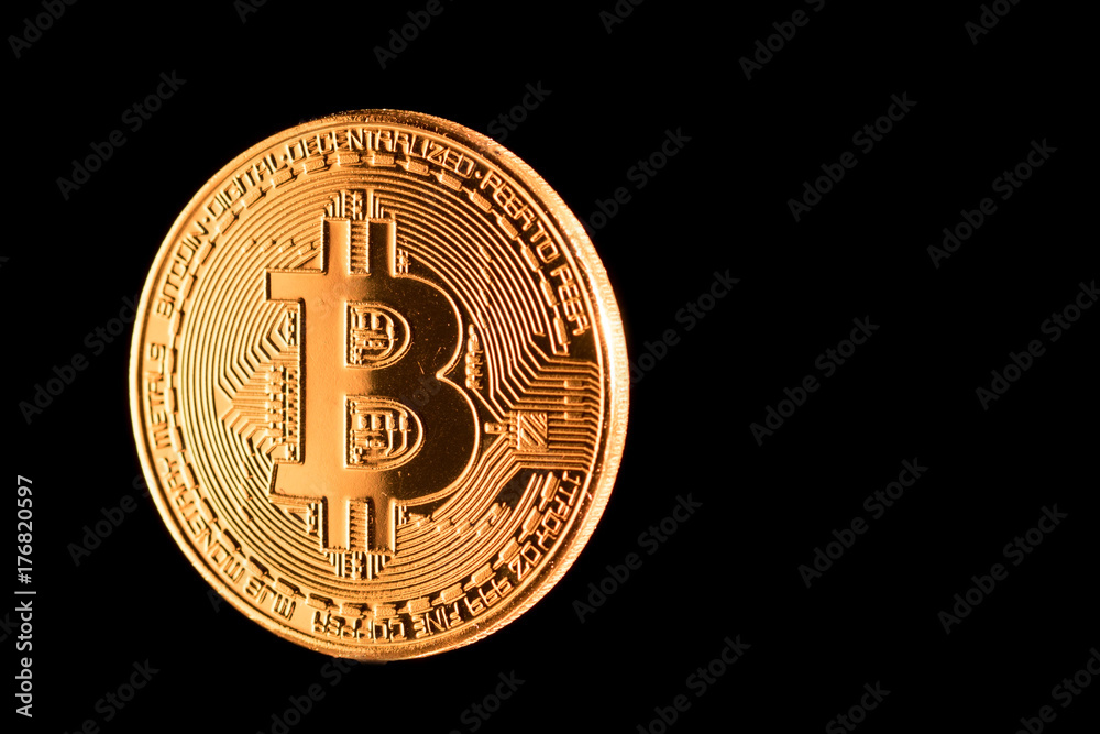 golden bitcoin criptocurrency isolated on black background golden bitcoin criptocurrency isolated on black background