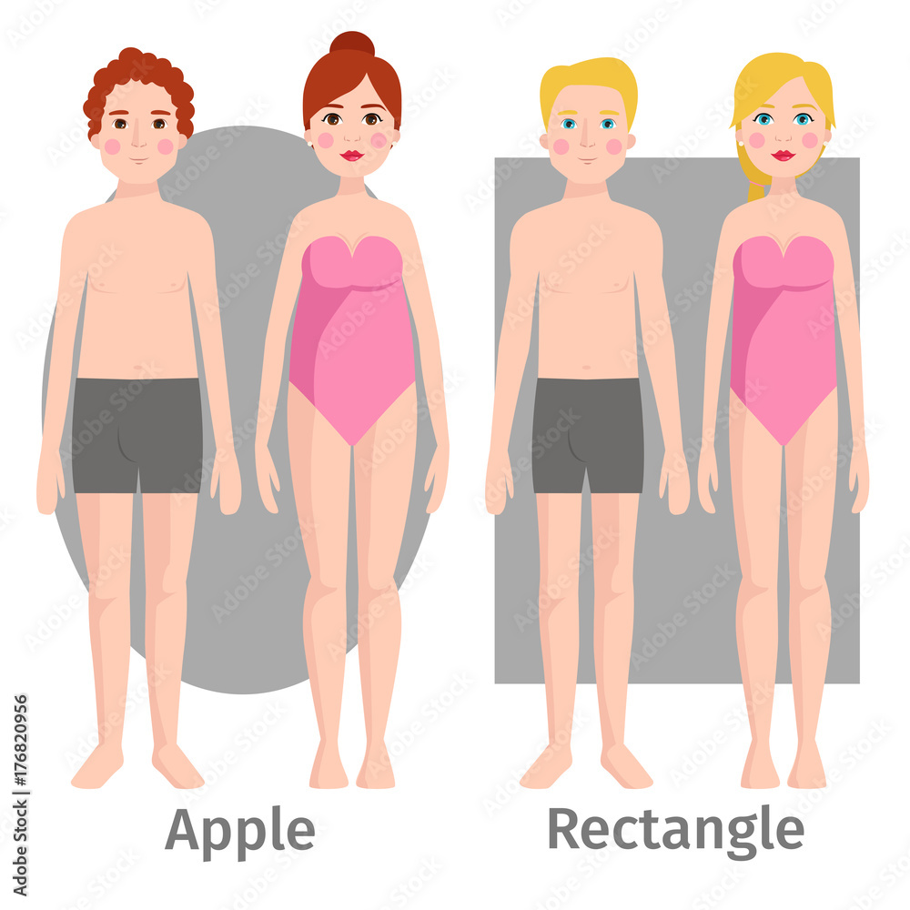 Set Of Male And Female Characters With Different Body Shapes On White  Background Stock Illustration - Download Image Now - iStock