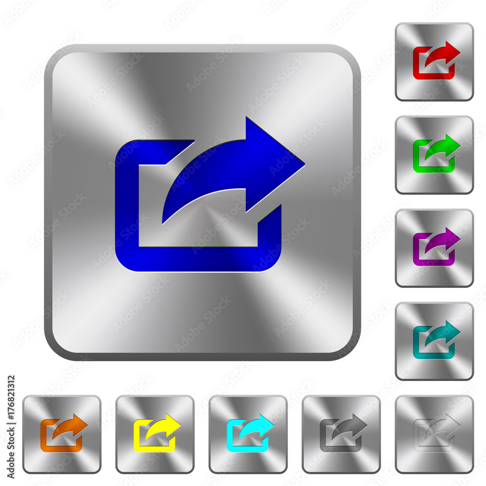 Export with upper right arrow rounded square steel buttons Export with upper right arrow rounded square steel buttons