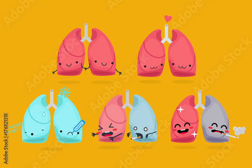 Cute lungs vector characters