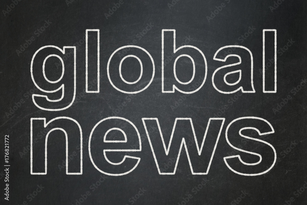 News concept: Global News on chalkboard background