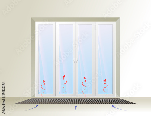 Underfloor convector under the window.