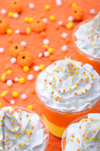candy corn parfait for the Halloween party