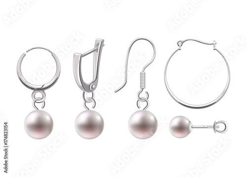 Realistic earrings jewelry accessories icons set.
