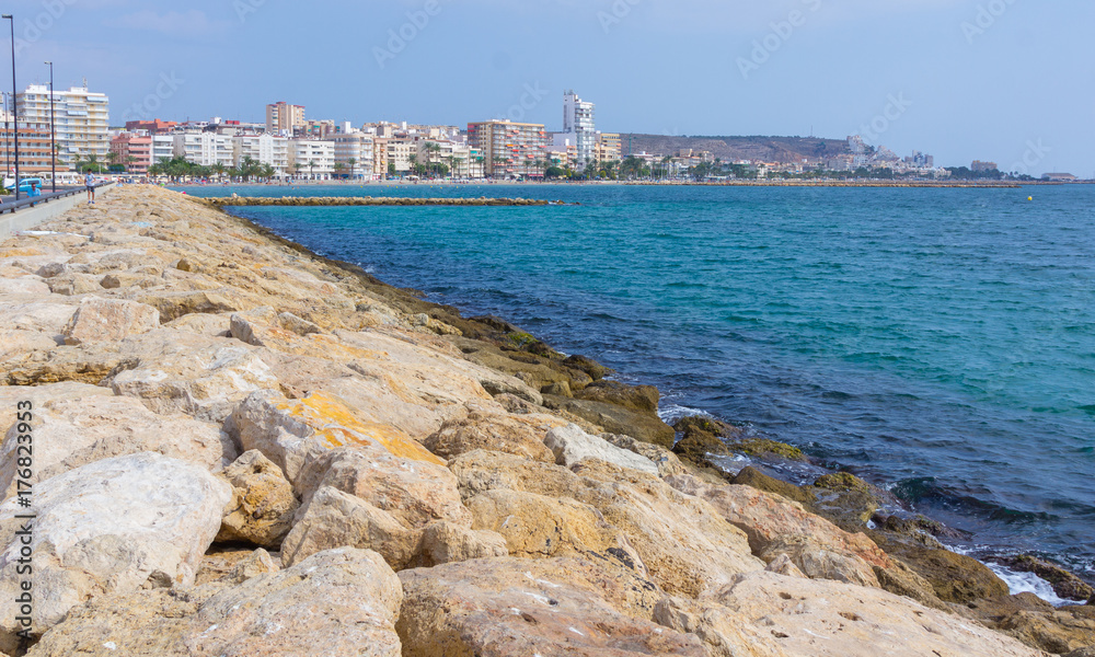 Coast and city of Santa Pola, Spain