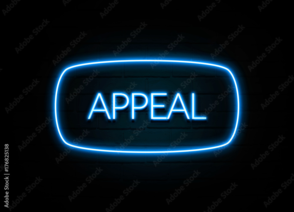 Appeal - colorful Neon Sign on brickwall Appeal - colorful Neon Sign on brickwall