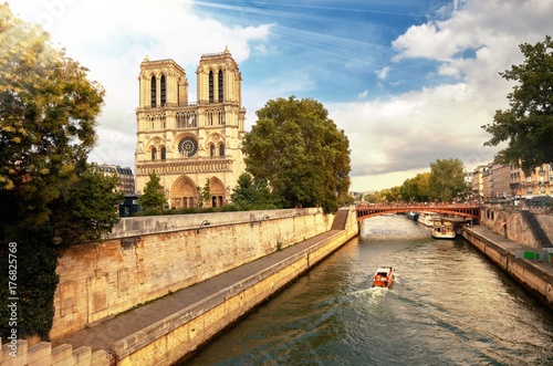 Notre-Dame Cathedral in Paris France with Siene River © twindesigner