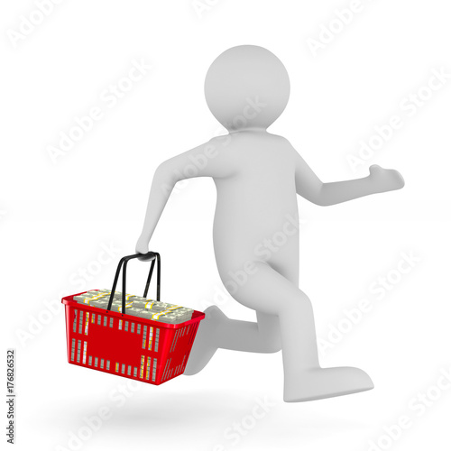 Man with shopping basket on...