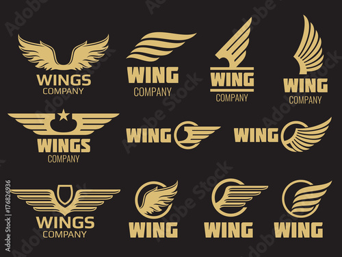 Wings logo collection - golden auto wings logo template