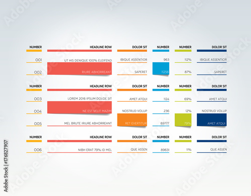 Table, schedule, tab, planner, infographic design template. Vector.