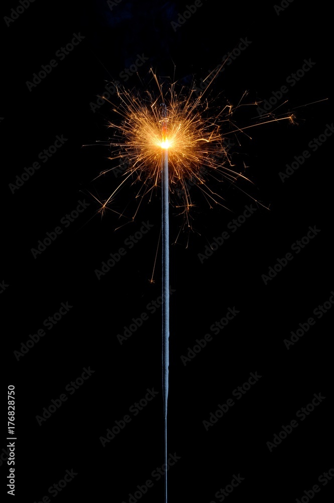 Obraz premium Sparkling Glowing Bengal Light on Black Background