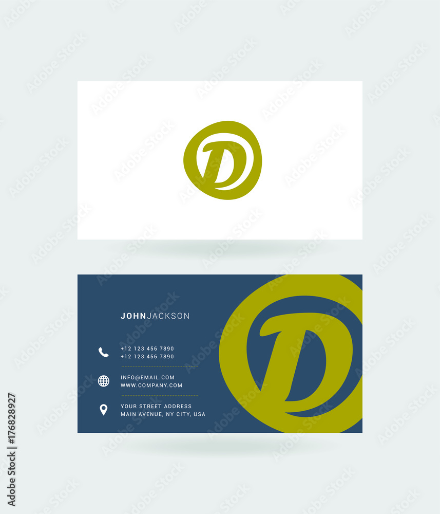 D Letter Logo with Business Card Template Vector. D Letter Logo with Business Card Template Vector.