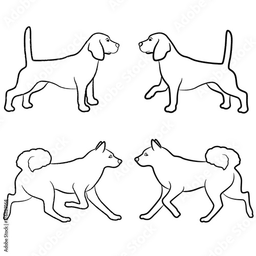 Set of four dog outlines