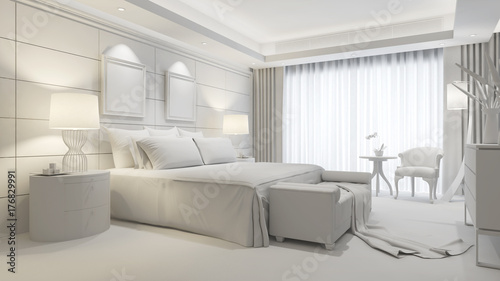 Elegantes Zimmer im Hotel in weiß