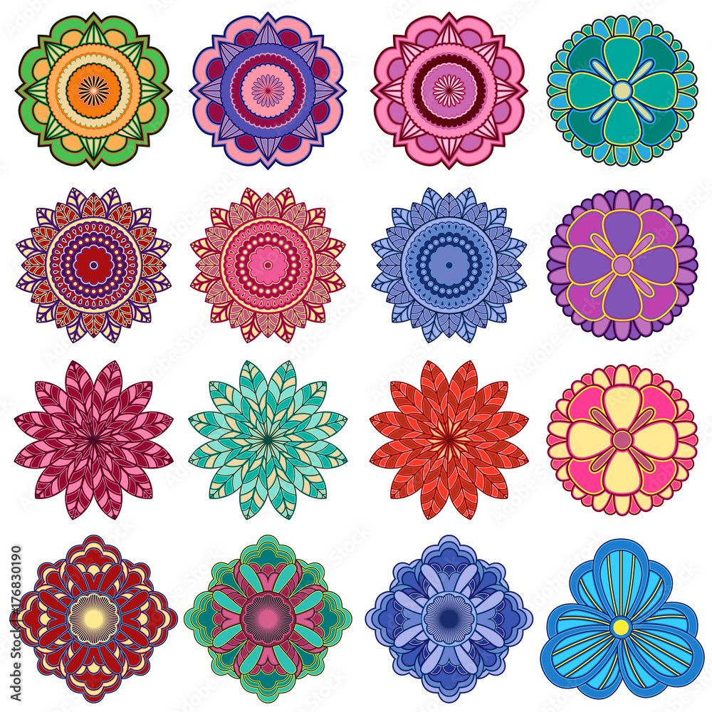 Set of twenty five stylish color flowers